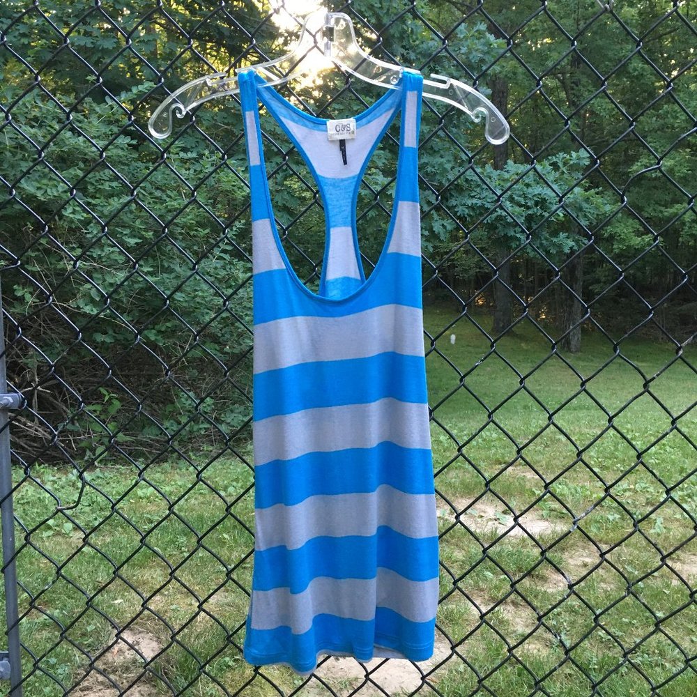 Check & Stripe Blue & Gray Striped Tank